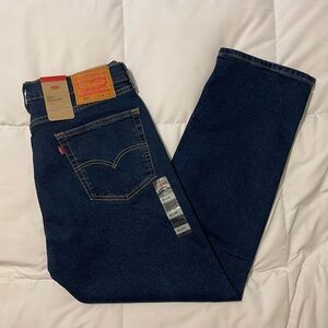 New Levi's 505 Regular fit Men's Dark Blue Stretch straight Jeans 36 X 30